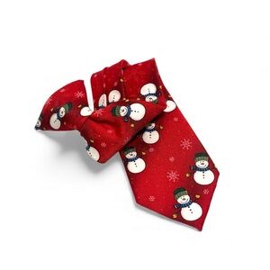 💚American Greetings Boy’s Red Snowman Snowflake Clip-On Winter Christmas Tie